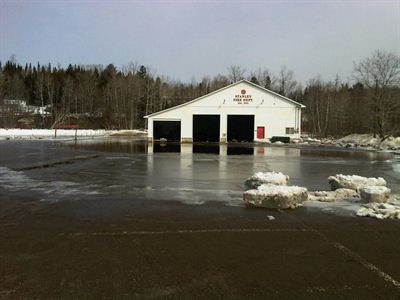 Flood water in the Stanley fire hall