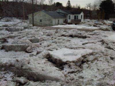 Home surrounded by ice-jams.