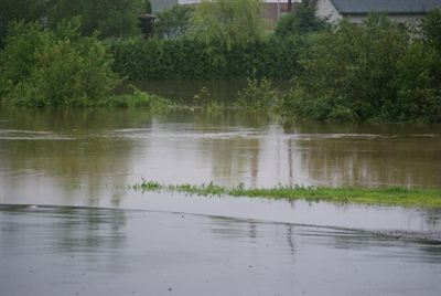 Flood-water behind property, St. Stephen.