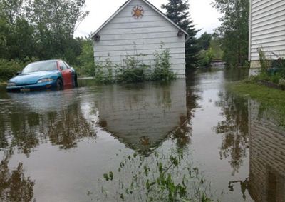 Flood-water behind property, St. Stephen