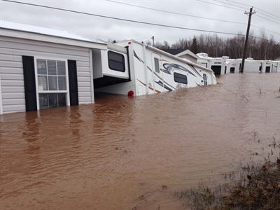Flooding in Doug RV Centre at Sussex.