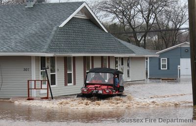 Flooded homes in Sussex