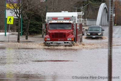 Water over road in Sussex