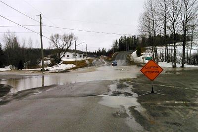 Water over road at Drummond