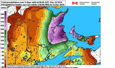 Total event precipitation amounts
