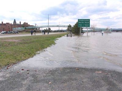 Walking trail flooded, looking upstream