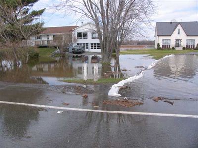 Front yard of houses flooded