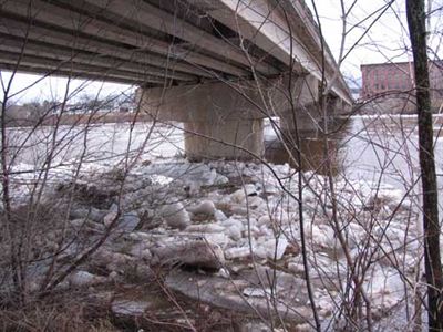 Ice jam under bridge