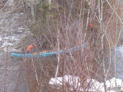 Canoe and ice jam