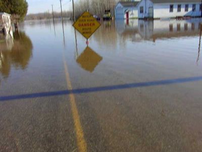 Water over road