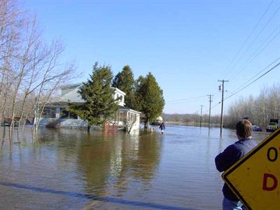 Street and house flooded