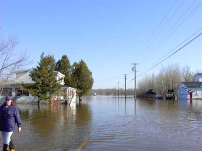 Street and house flooded