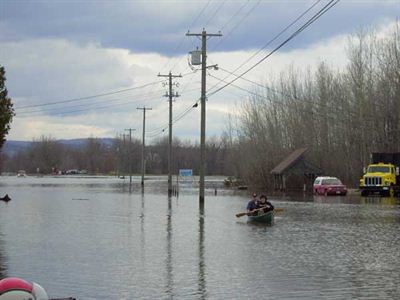 Canoeing through streets