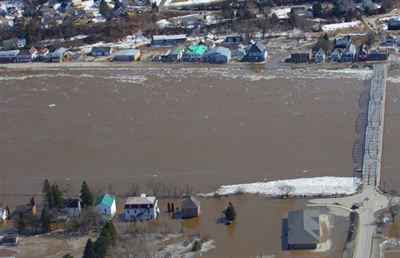Building in Perth Andover surrounded by water