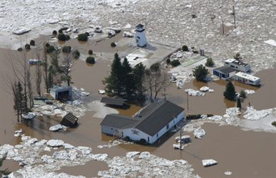 Building in Perth Andover surrounded by water