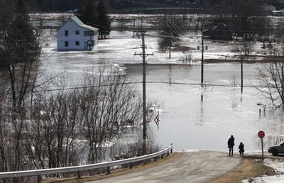 Building in Perth Andover surrounded by water