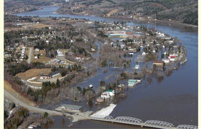 Building in Perth Andover surrounded by water