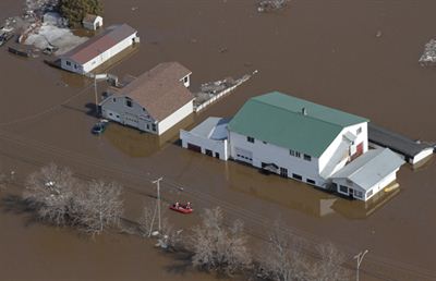 Building in Perth Andover surrounded by water