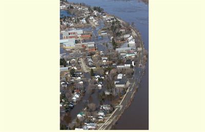 Building in Perth Andover surrounded by water