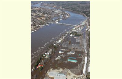 Building in Perth Andover surrounded by water