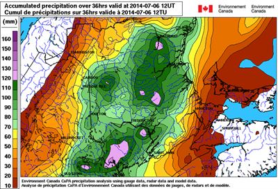 Total cumulative rainfall amounts