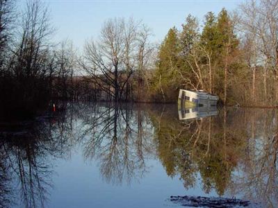 Roulotte inondée